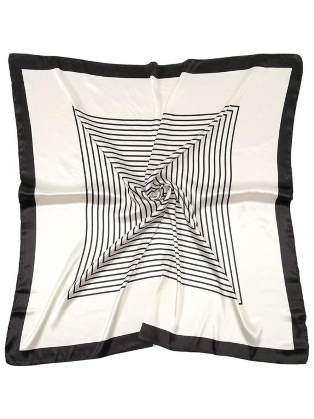 Black and White Boho Head Scarf Like Silk Scarf Hair Scarf Printed Square Scarf